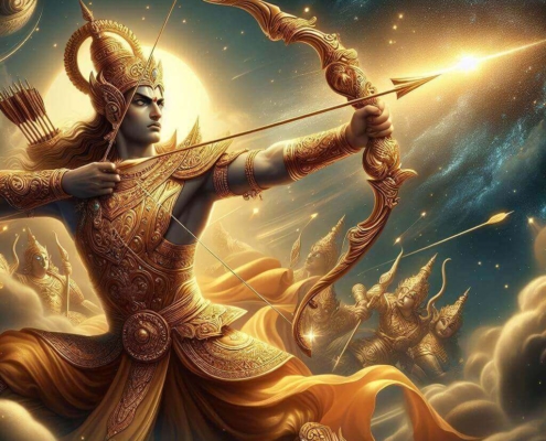 Arjuna firing celestial missiles 